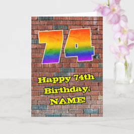74th Birthday: Fun Graffiti-Inspired Rainbow 74 カード