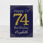 74th Birthday Golden Glitter Card カード (正面)