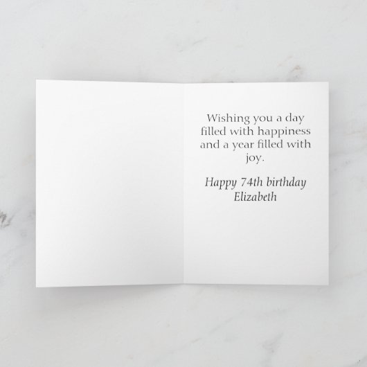 74th Birthday Golden Glitter Card カード (内部)