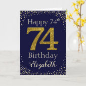 74th Birthday Golden Glitter Card カード (黄色い花)