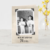 74th Birthday Humor Young Boys With Baseball Bats  カード (黄色い花)