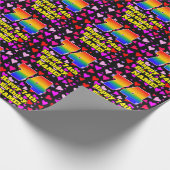 74th Birthday: Loving Hearts Pattern, Rainbow # 74 ラッピングペーパー (角)