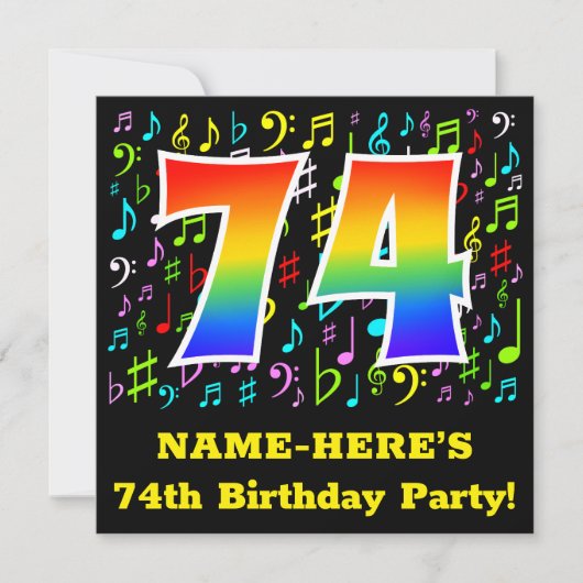 74th Birthday Party:おもしろい音楽記号, Rainbow 74 招待状 (正面)