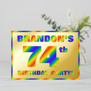 74th Birthday Party —おもしろい、レインボースペクトル「74」 箔招待状