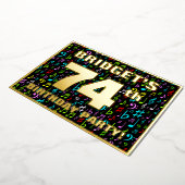 74th Birthday Party —おもしろい、音楽カラフル記号 箔招待状 (回転した状態)