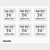 74th Birthday Party:アールデコスタイル+名前をカスタムする スクエアシール (シート)