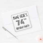 74th Birthday Party:アールデコスタイル+名前をカスタムする スクエアシール (封筒)