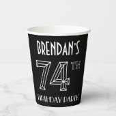 74th Birthday Party:アールデコスタイル+名前をカスタムする 紙コップ (裏面)