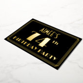 74th Birthday Party:アールデコルック"74"、名前 箔招待状 (回転した状態)