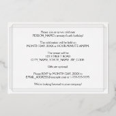 74th Birthday Party:アールデコ「74」と名前 箔招待状 (裏面)