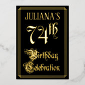 74th Birthday Party – スクリプファンシート&名前をカスタムする 箔招待状 (正面)