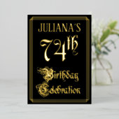 74th Birthday Party – スクリプファンシート&名前をカスタムする 箔招待状 (立ち正面)