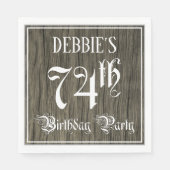 74th Birthday Party — ファンシー Script, フェイク Wood Look スタンダードランチョンナプキン (正面)