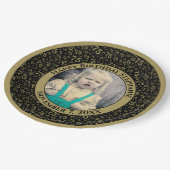 75あなたの写真の乱数パターンブラック/金ゴールド ペーパープレート (アングル)