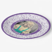 75あなたの写真の乱数パターン紫/白 ペーパープレート (アングル)