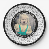 75あなたの写真の乱数パターン黒/白 ペーパープレート (正面)