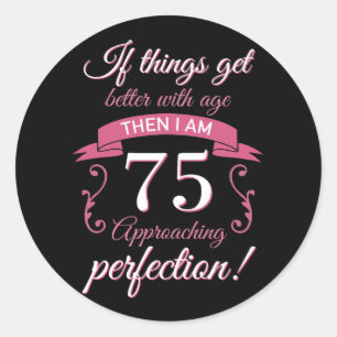 75おもしろい誕生日「完璧」 ラウンドシール