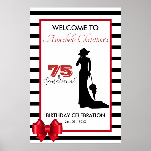 75とモダンセンセーショナルイベントパーティーウェルカムサイン ポスター (正面)