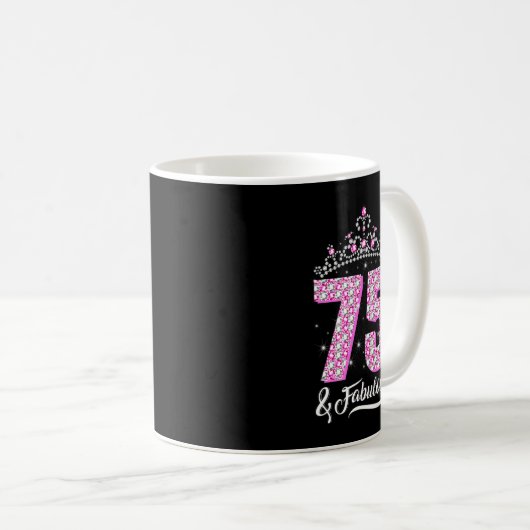 75と素晴らしい75誕生日ダイヤモンドクラウンギフトW コーヒーマグカップ (正面右)