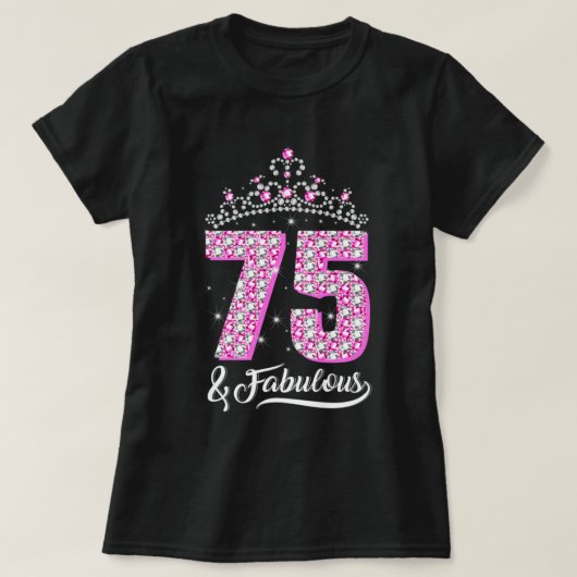 75と素晴らしい75誕生日ダイヤモンドクラウンギフトW Tシャツ (デザイン正面)