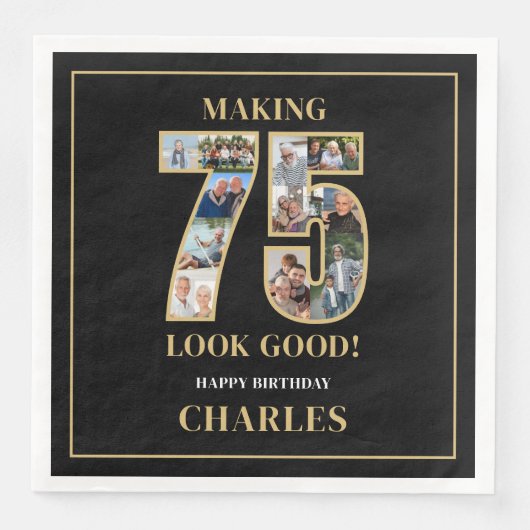75のいい顔 フォトコラージュ 75歳の誕生日 (正面)