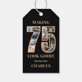 75のいい顔 フォトコラージュ 75歳の誕生日 ギフトタグ