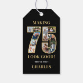 75のいい顔 フォトコラージュ 75歳の誕生日 ギフトタグ (裏面)