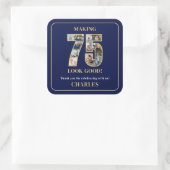 75のいい顔 フォトコラージュ 75歳の誕生日 スクエアシール (バッグ)