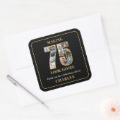 75のいい顔 フォトコラージュ 75歳の誕生日 スクエアシール (封筒)