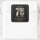 75のいい顔 フォトコラージュ 75歳の誕生日 スクエアシール (バッグ)