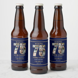 75のいい顔 フォトコラージュ 75歳の誕生日 ビールラベル