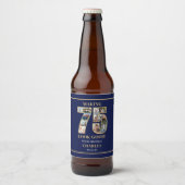 75のいい顔 フォトコラージュ 75歳の誕生日 ビールラベル (正面)