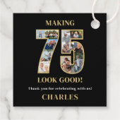 75のいい顔 フォトコラージュ 75歳の誕生日 フェイバータグ (裏面)