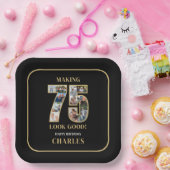 75のいい顔 フォトコラージュ 75歳の誕生日 ペーパープレート (パーティー)