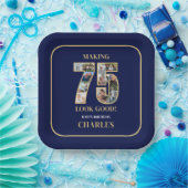75のいい顔 フォトコラージュ 75歳の誕生日 ペーパープレート (パーティー)