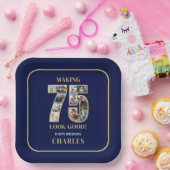 75のいい顔 フォトコラージュ 75歳の誕生日 ペーパープレート (パーティー)