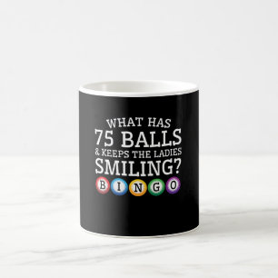 75の球が女性微笑のビンゴを保つ何 コーヒーマグカップ