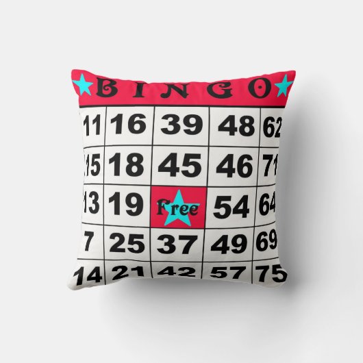 75の球のビンゴの青か赤 クッション (裏面)