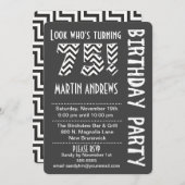 75の誕生日の招待を回している黒くか白い一見 招待状 (正面/裏面)