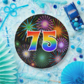 75イベント-おもしろいカラフル、はっきりした、虹75 ペーパープレート (パーティー)