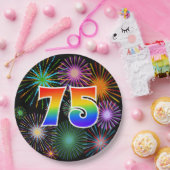 75イベント-おもしろいカラフル、はっきりした、虹75 ペーパープレート (パーティー)