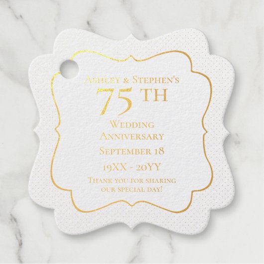 75エレガント周年記念結婚箔のお願い フェイバータグ (正面)
