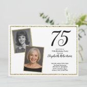 75カスタムthフォトホワイトと金ゴールド 招待状 (スタンド正面)