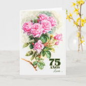 75スペインのth誕生日ヴィンテージバラガーデンネーム カード (黄色い花)