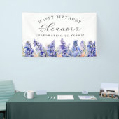 75ハッピーバースデーバナーブルー7月誕生花 横断幕 (トレードショー)