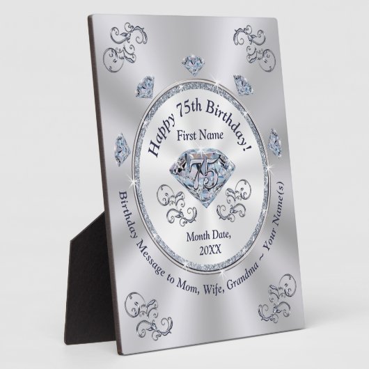 75パーソナライズされた番目の誕生日の女性への贈り物 フォトプラーク (側面)