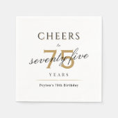 75モダン歳の誕生日パーティーに古典的な応援 スタンダードカクテルナプキン (正面)