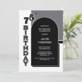 75モダン誕生日ブラックアーチパーティー 招待状 (スタンド正面)