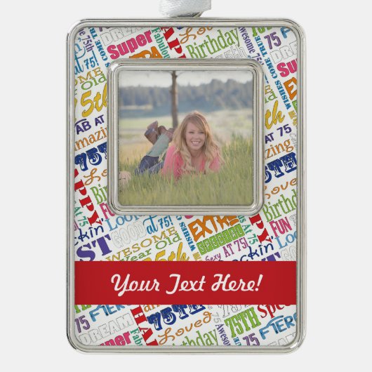 75ユニーク歳の誕生日パーティーの贈パーソナライズされたり物 シルバープレートフレームオーナメント (正面)