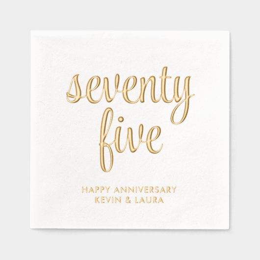 75周年エレガント金結婚箔ナプキンス 箔ナプキン (正面)